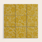 Charming Flower Shapes Warm Sunny Yellow Wood Wall Art Gallery Image 1