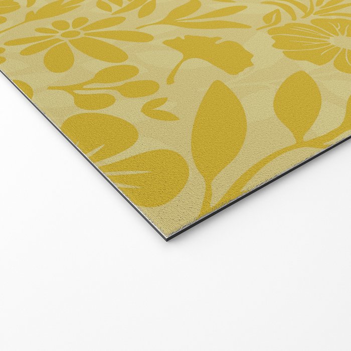 Charming Flower Shapes Warm Sunny Yellow Welcome Mat Gallery Image 2