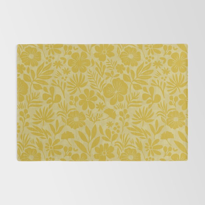 Charming Flower Shapes Warm Sunny Yellow Rug Gallery Image 2