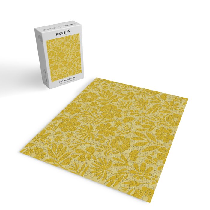 Charming Flower Shapes Warm Sunny Yellow Jigsaw Puzzle Gallery Image 2