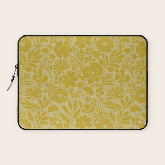 Charming Flower Shapes Warm Sunny Yellow Laptop Sleeve Gallery Image 1