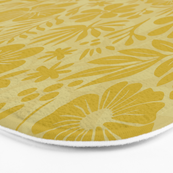 Charming Flower Shapes Warm Sunny Yellow Bath Mat Gallery Image 3