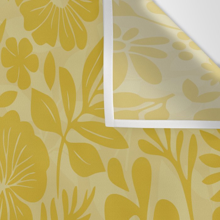 Charming Flower Shapes Warm Sunny Yellow Wall Tapestry Gallery Image 3