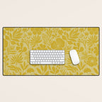 Charming Flower Shapes Warm Sunny Yellow Desk Mat Gallery Image 1