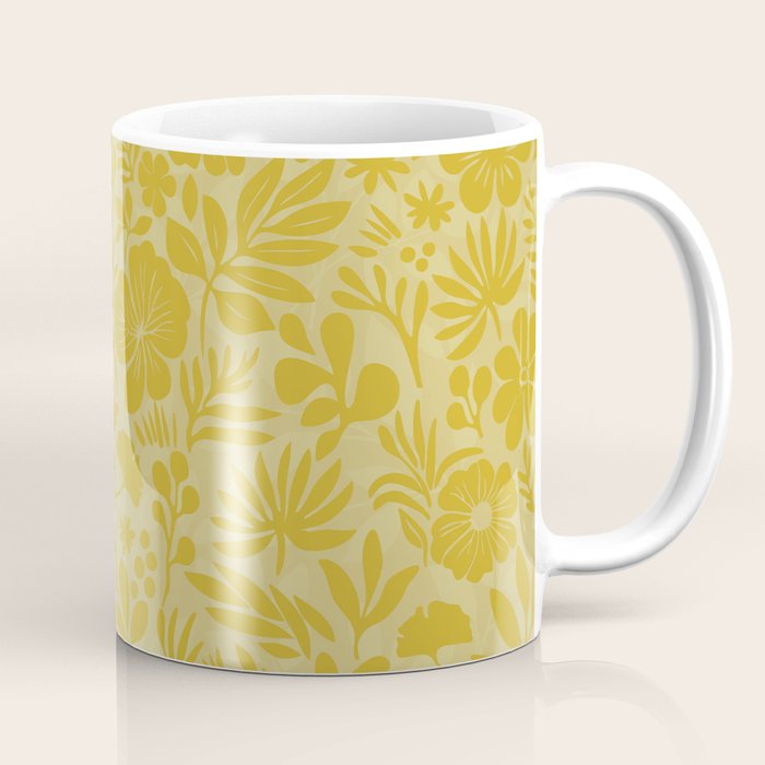 Charming Flower Shapes Warm Sunny Yellow Coffee Mug Gallery Image 1
