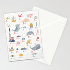Ocean sealife alphabet in white Stationery Card Gallery Image 2