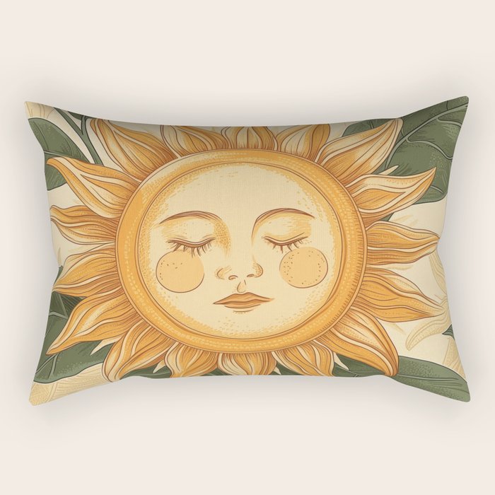 Sunflower Face - Dreaming Rectangular Pillow Gallery Image 1