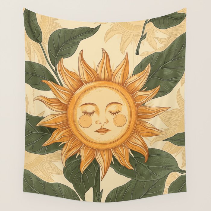 Sunflower Face - Dreaming Wall Tapestry Gallery Image 4