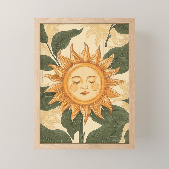 Sunflower Face - Dreaming Mini Art Print Gallery Image 1