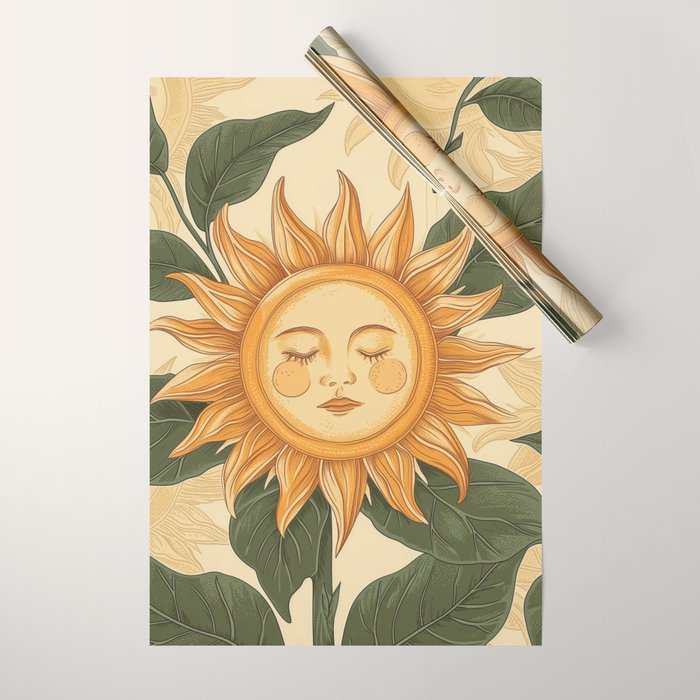 Sunflower Face - Dreaming Wrapping Paper Gallery Image 1