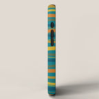 Crayon Stripes in Moroccan Teal Blue, Orange, Ochre, Green, Yellow iPhone Case Gallery Image 2