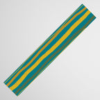 Crayon Stripes in Moroccan Teal Blue, Orange, Ochre, Green, Yellow Table Runner Gallery Image 3
