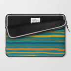 Crayon Stripes in Moroccan Teal Blue, Orange, Ochre, Green, Yellow Laptop Sleeve Gallery Image 2