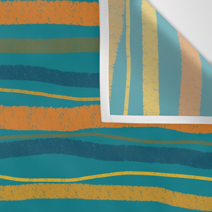 Crayon Stripes in Moroccan Teal Blue, Orange, Ochre, Green, Yellow Wall Tapestry Gallery Image 3