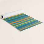 Crayon Stripes in Moroccan Teal Blue, Orange, Ochre, Green, Yellow Yoga Mat Gallery Image 2