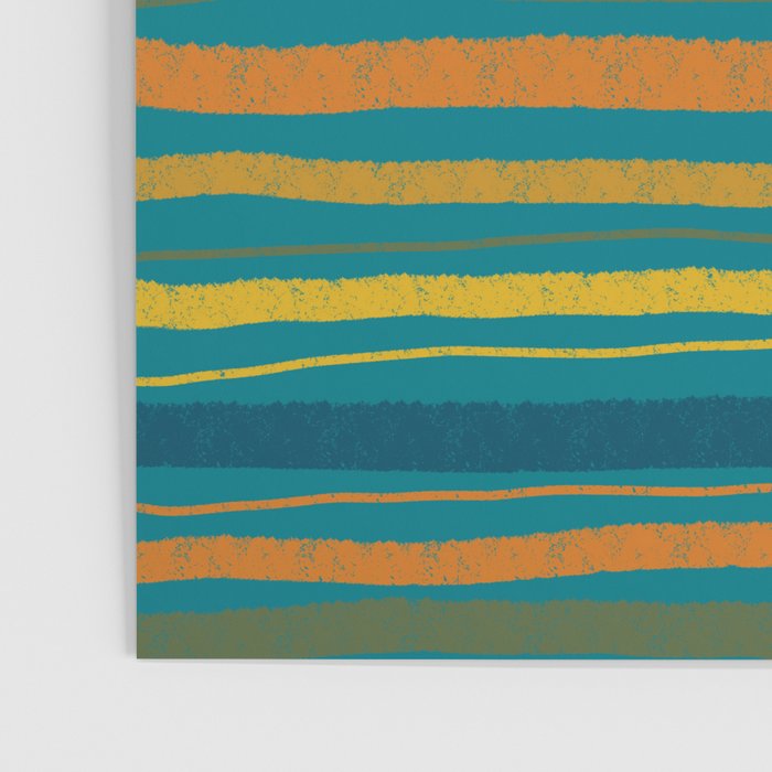 Crayon Stripes in Moroccan Teal Blue, Orange, Ochre, Green, Yellow Poster Gallery Image 3