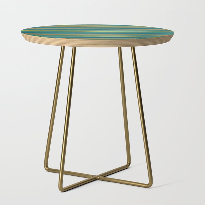 Crayon Stripes in Moroccan Teal Blue, Orange, Ochre, Green, Yellow Side Table Gallery Image 1