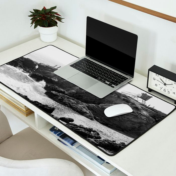 Leo Carrillo State Beach | Malibu California | Black and White Photography | Malibu Photography Desk Mat Gallery Image 2