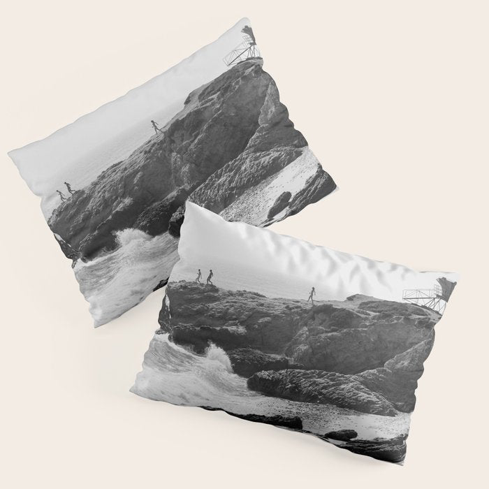 Leo Carrillo State Beach | Malibu California | Black and White Photography | Malibu Photography Pillow Sham Gallery Image 3