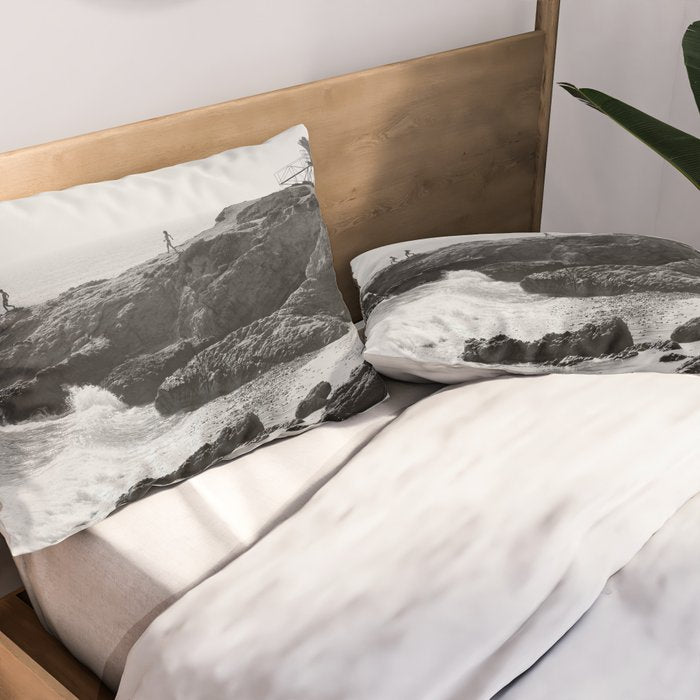 Leo Carrillo State Beach | Malibu California | Black and White Photography | Malibu Photography Pillow Sham Gallery Image 2