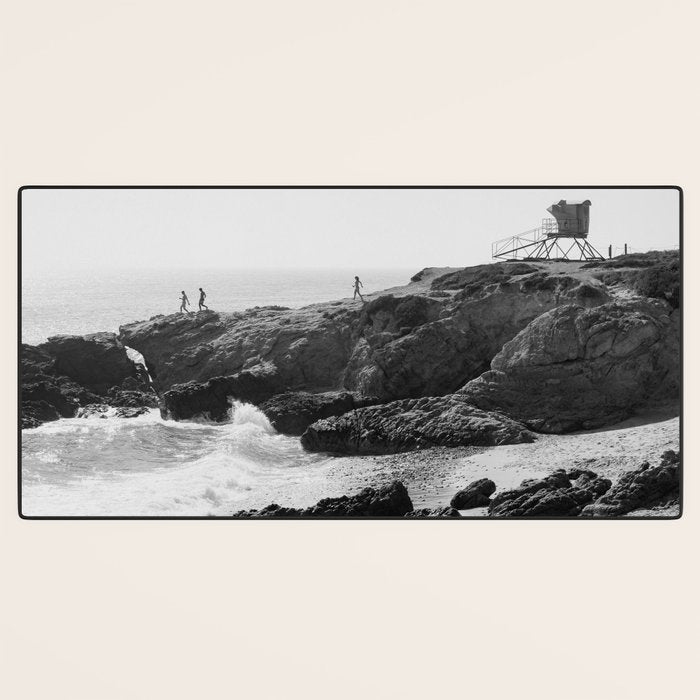 Leo Carrillo State Beach | Malibu California | Black and White Photography | Malibu Photography Desk Mat Gallery Image 3