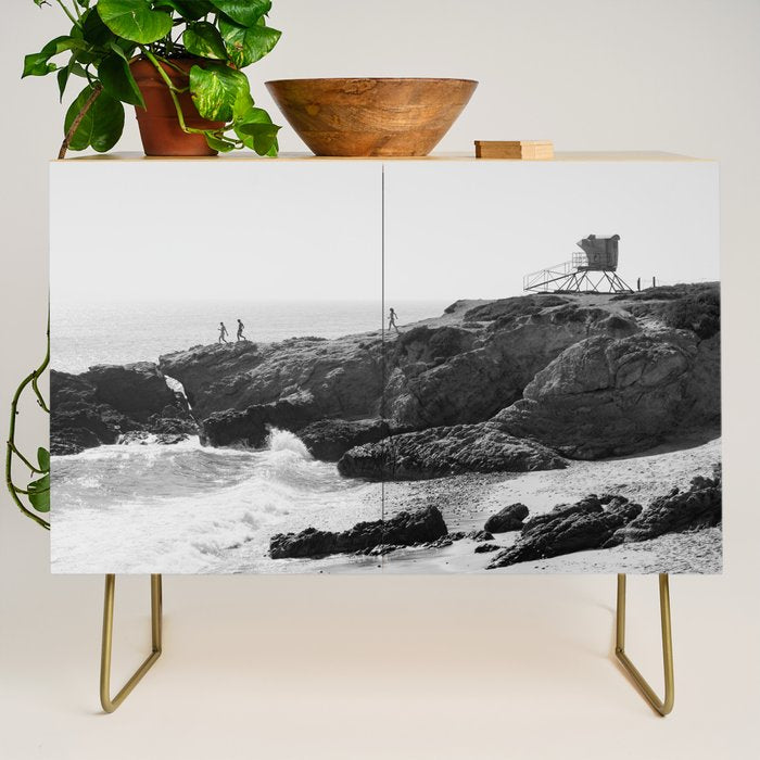Leo Carrillo State Beach | Malibu California | Black and White Photography | Malibu Photography Credenza Gallery Image 1