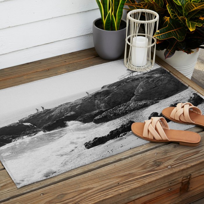 Leo Carrillo State Beach | Malibu California | Black and White Photography | Malibu Photography Outdoor Rug Gallery Image 2