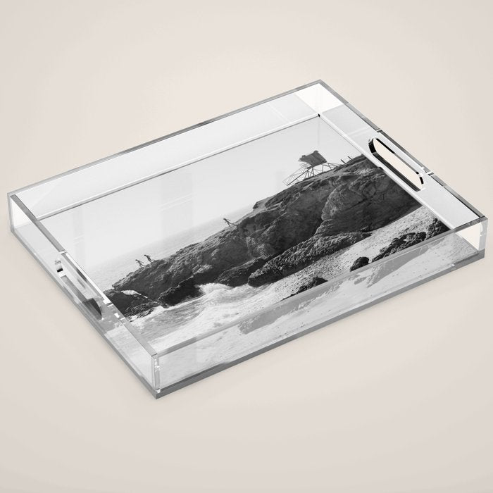 Leo Carrillo State Beach | Malibu California | Black and White Photography | Malibu Photography Acrylic Tray Gallery Image 1