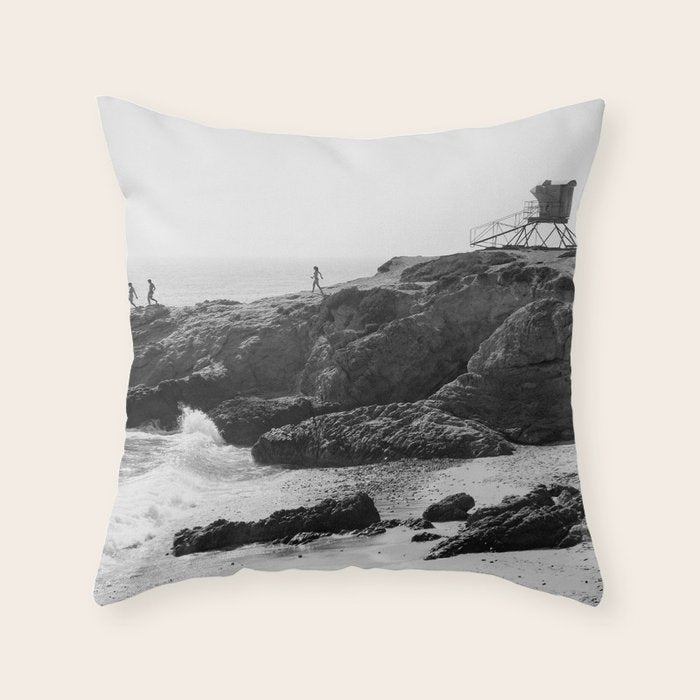 Leo Carrillo State Beach | Malibu California | Black and White Photography | Malibu Photography Throw Pillow Gallery Image 6