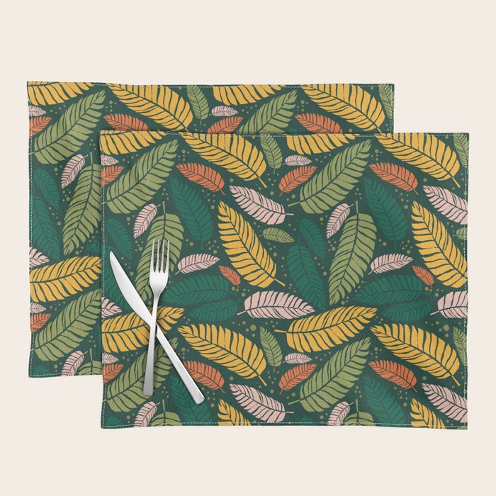 Tropical palm leaves pattern Placemat Gallery Image 1