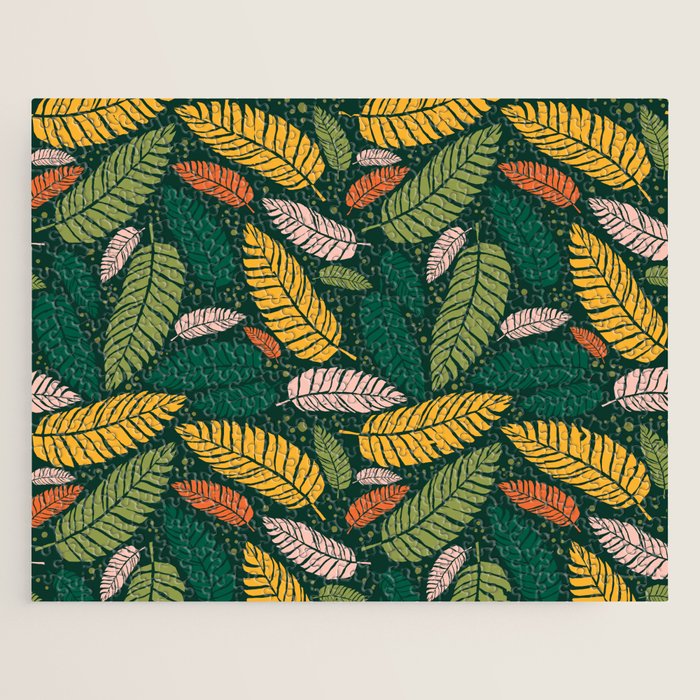 Tropical palm leaves pattern Jigsaw Puzzle Gallery Image 1