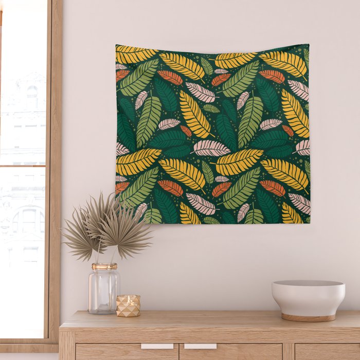 Tropical palm leaves pattern Wall Tapestry Gallery Image 2