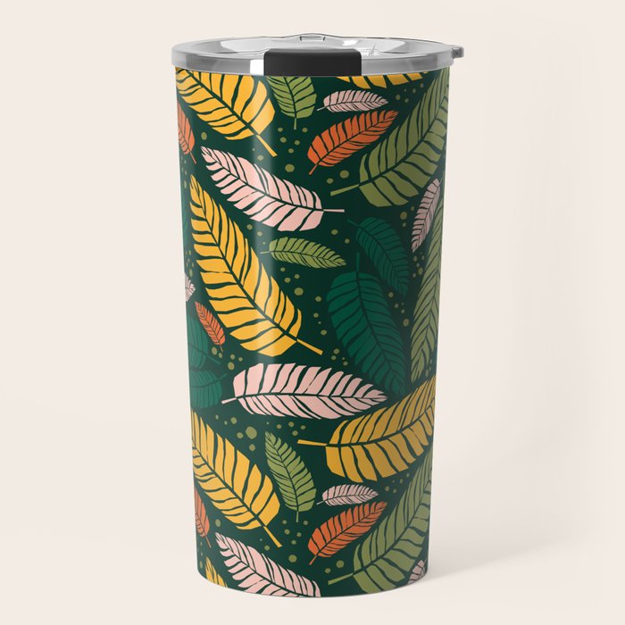 Tropical palm leaves pattern Travel Mug Gallery Image 1