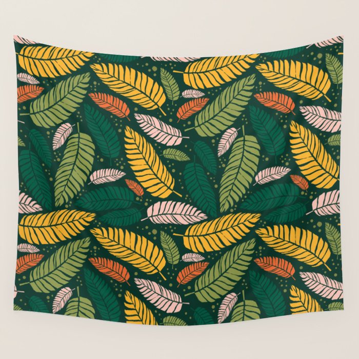 Tropical palm leaves pattern Wall Tapestry Gallery Image 4