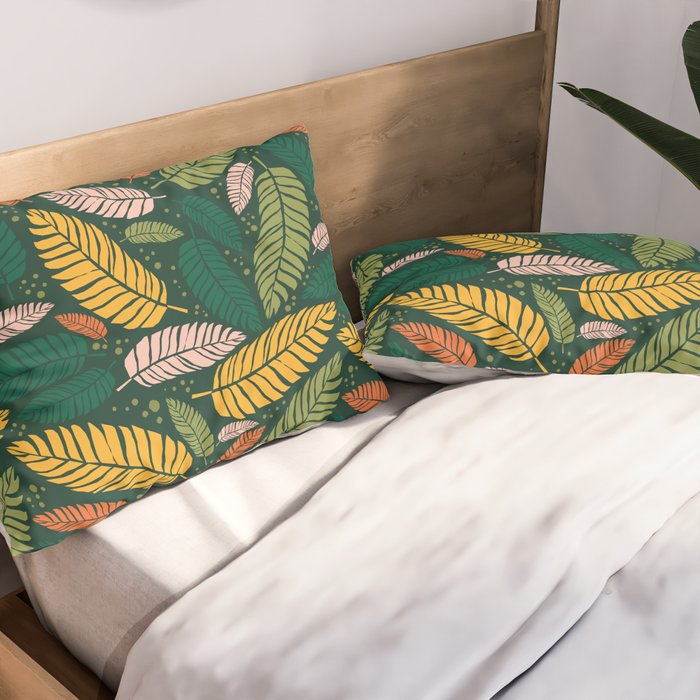 Tropical palm leaves pattern Pillow Sham Gallery Image 2