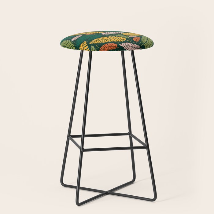 Tropical palm leaves pattern Stool Gallery Image 1