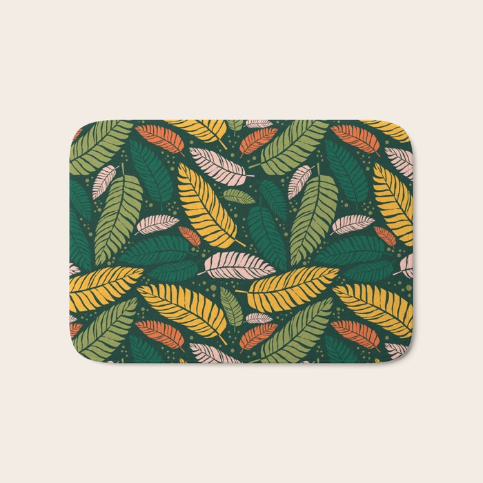 Tropical palm leaves pattern Bath Mat Gallery Image 1