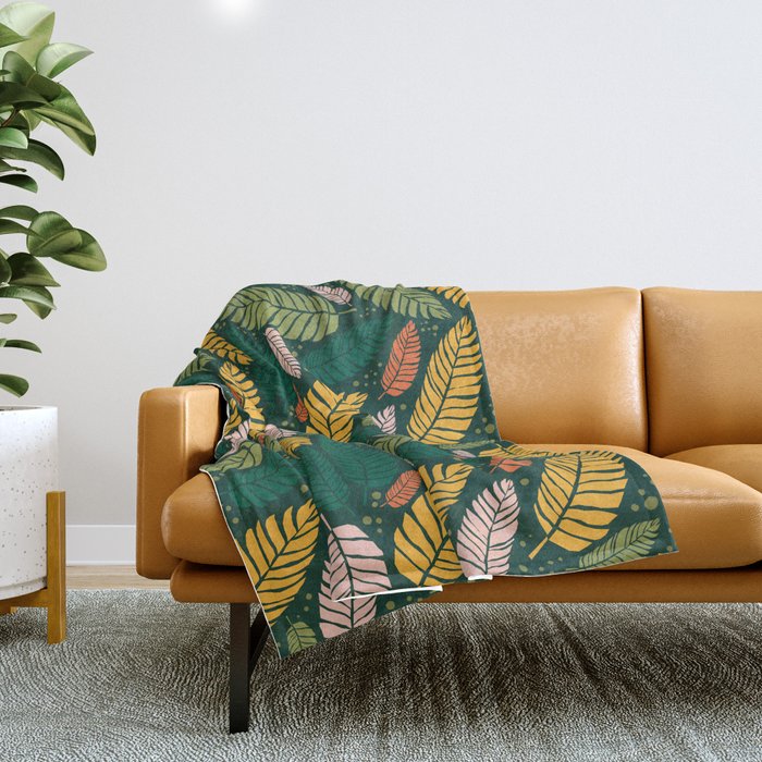 Tropical palm leaves pattern Throw Blanket Gallery Image 1