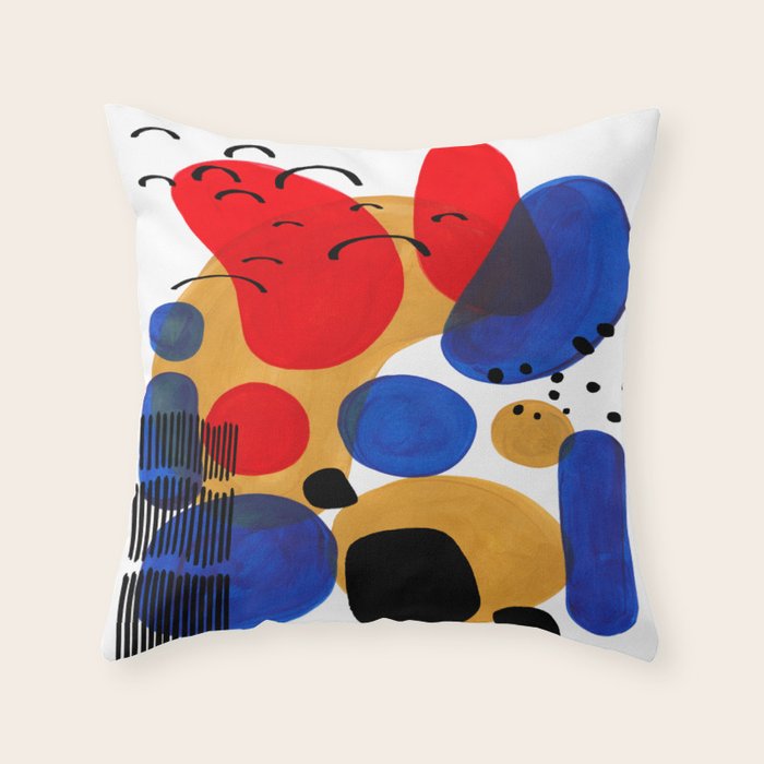 Modern Mid Century Fun Colorful Abstract Minimalist Painting Shapes & Patterns Primary Colors Throw Pillow Gallery Image 6