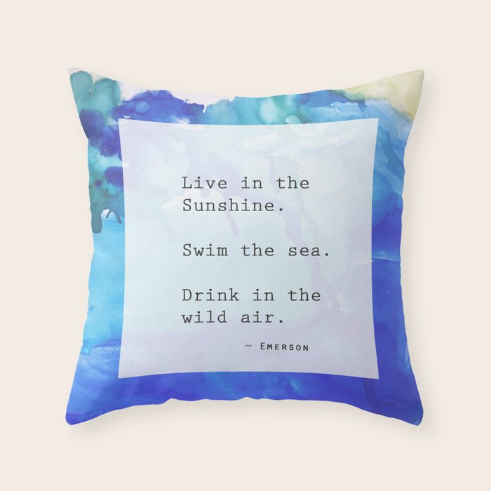 Live in the Sunshine - nature environment quote watercolor abstract Throw Pillow Gallery Image 1