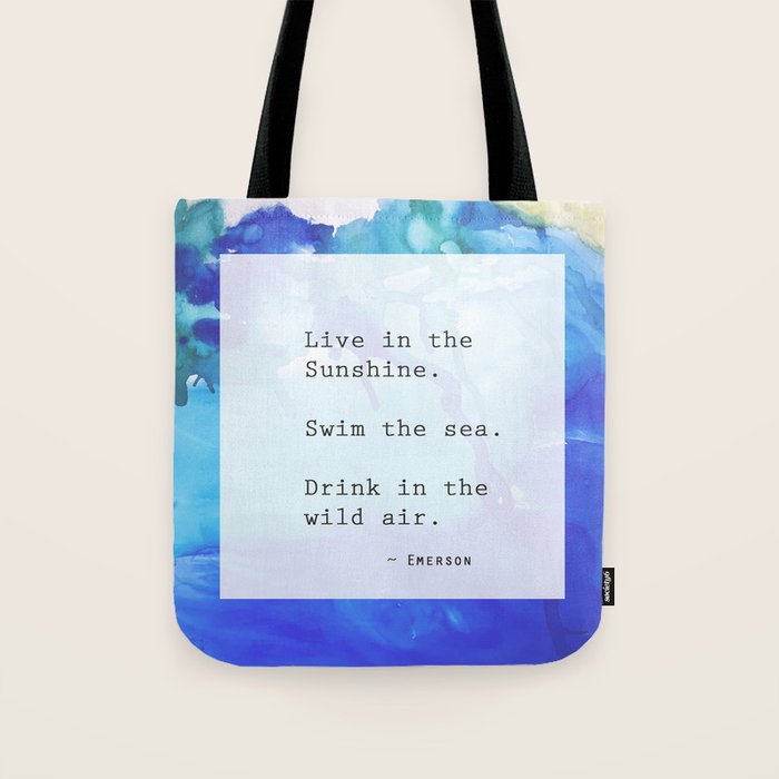 Live in the Sunshine - nature environment quote watercolor abstract Tote Bag Gallery Image 1