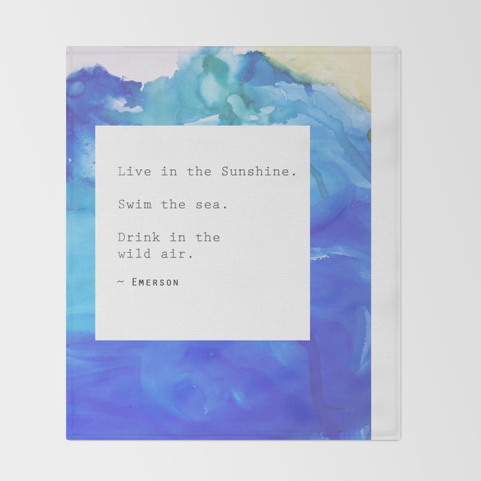 Live in the Sunshine - nature environment quote watercolor abstract Throw Blanket Gallery Image 2