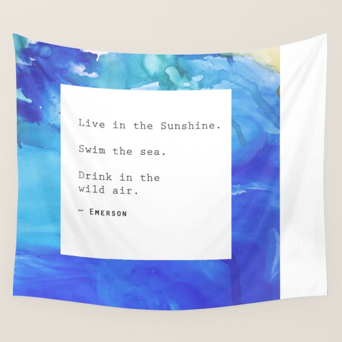 Live in the Sunshine - nature environment quote watercolor abstract Wall Tapestry Gallery Image 1