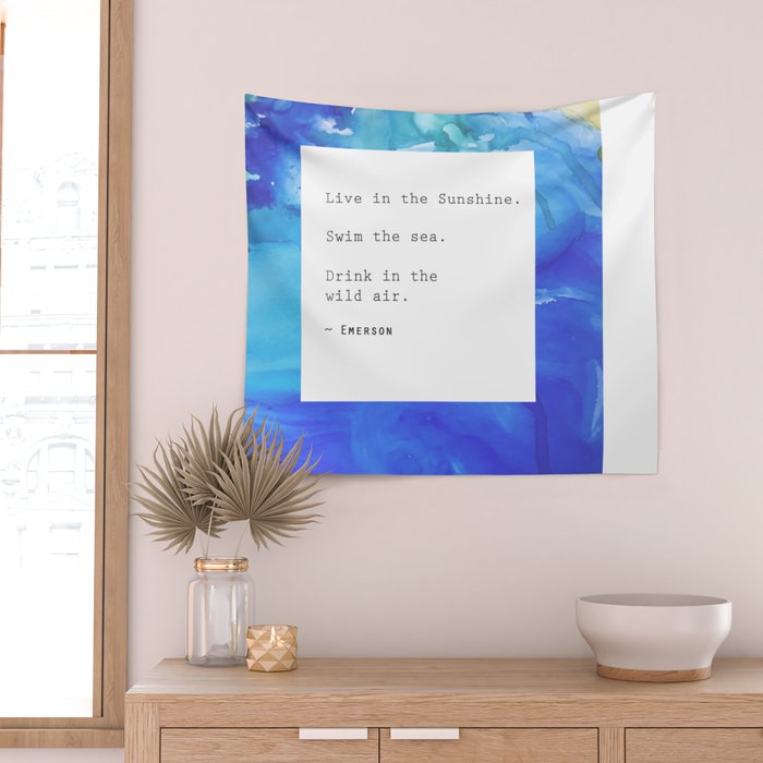 Live in the Sunshine - nature environment quote watercolor abstract Wall Tapestry Gallery Image 2