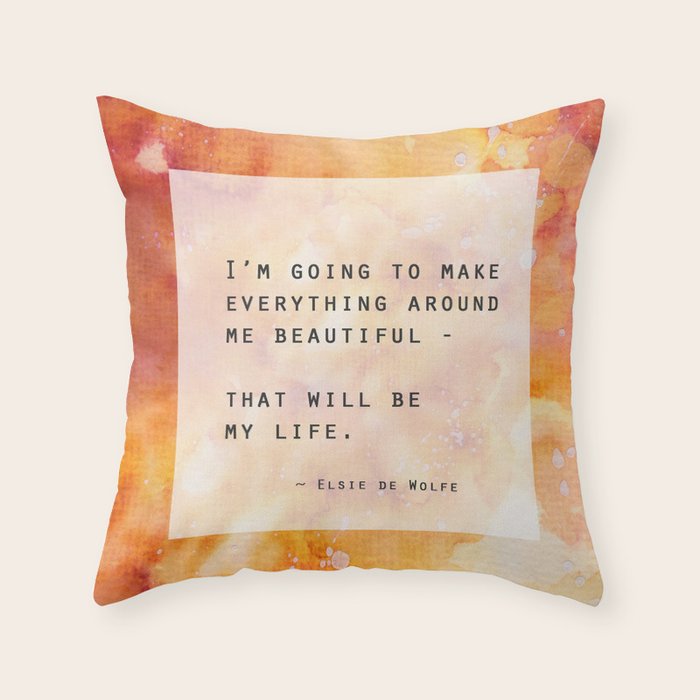 Make Everything Beautiful - inspirational quote on watercolor abstract Throw Pillow Gallery Image 1