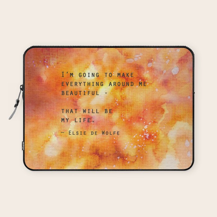 Make Everything Beautiful - inspirational quote on watercolor abstract Laptop Sleeve Gallery Image 1