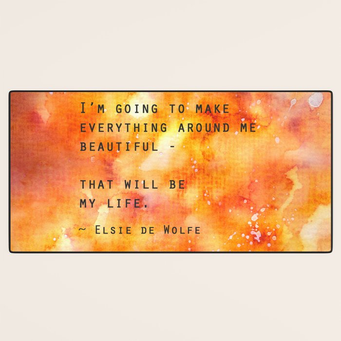 Make Everything Beautiful - inspirational quote on watercolor abstract Desk Mat Gallery Image 3