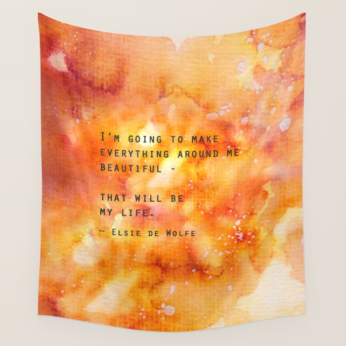 Make Everything Beautiful - inspirational quote on watercolor abstract Wall Tapestry Gallery Image 4