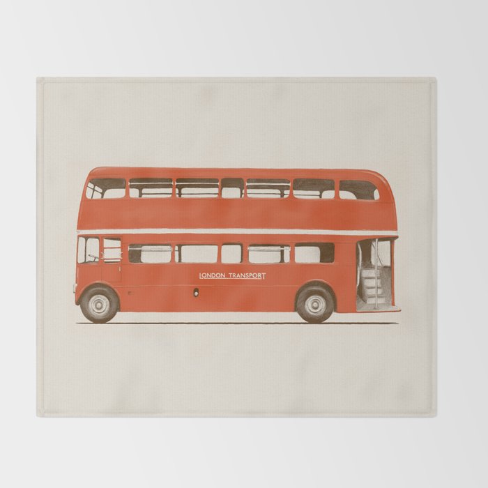 Double-Decker London Bus Throw Blanket Gallery Image 2