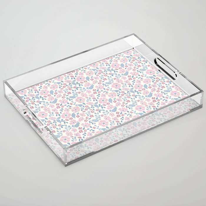 Tossed Ditsy Florals - Lilac Blue Acrylic Tray Gallery Image 1